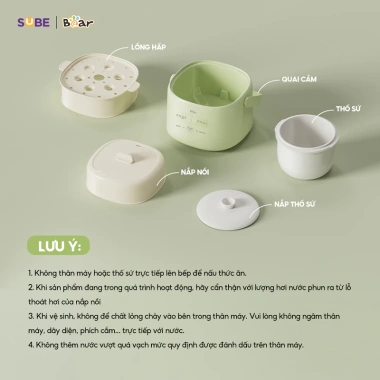 Nồi Nấu Chậm Bear SC-4H10E 1.0L - Chưng Yến, Nấu Cháo Ăn Dặm Bé, Giá 628.000 VND 7 Nồi Nấu Chậm Bear SC-4H10E 1.0L - Chưng Yến, Nấu Cháo Ăn Dặm Bé, Giá 628.000 VND 7