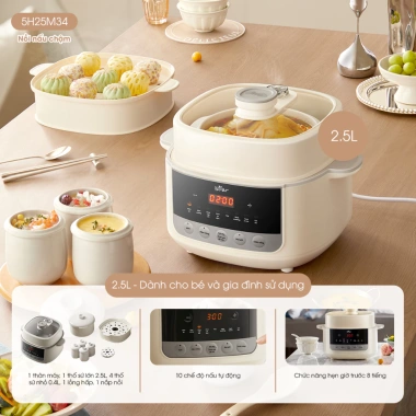 Nồi Nấu Chậm Bear SC 5H25M34 2.5L - 8 chế độ hầm, hấp, giữ dinh dưỡng cho bé, giá ưu đãi 1.578.000 VND 10 Nồi Nấu Chậm Bear SC 5H25M34 2.5L - 8 chế độ hầm, hấp, giữ dinh dưỡng cho bé, giá ưu đãi 1.578.000 VND 10