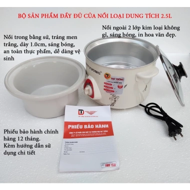 Nồi nấu chậm ĐẠT TƯỜNG đa năng điện, ruột gốm sứ, hàng chính hãng - 215.000₫ 2