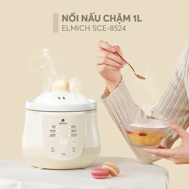 Nồi nấu chậm Elmich SCE-8.524OL 1L - Đa năng nấu cháo, chưng yến, tiết kiệm năng lượng, chỉ 590.000₫
