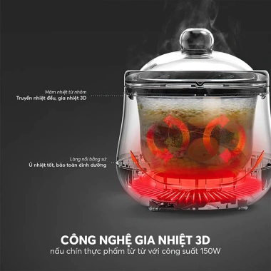 Nồi nấu chậm Elmich SCE-8.524OL 1L - Đa năng nấu cháo, chưng yến, tiết kiệm năng lượng, chỉ 590.000₫