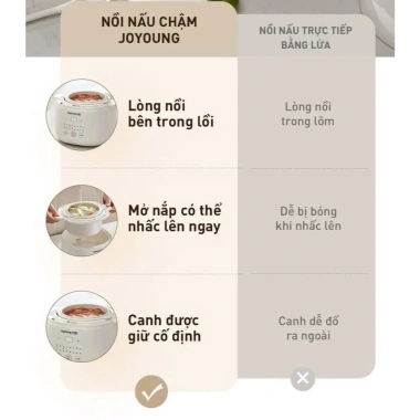 Nồi nấu chậm Joyoung JSC-107 1L thố sứ - Hầm canh, chưng yến, BH 24 tháng, giá chỉ 505k
