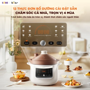 Nồi Nấu Chậm Tử Sa BEAR ESP 305LP 3.0L - Nấu Cháo Hầm Soup Giữ Ấm Hẹn Giờ, 1.18 triệu