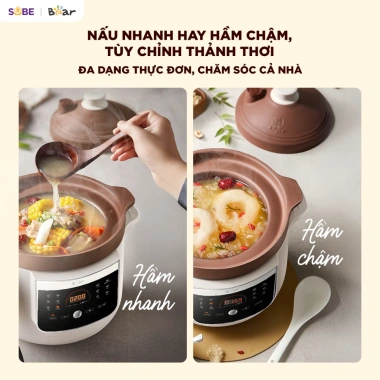 Nồi Nấu Chậm Tử Sa BEAR ESP 305LP 3.0L - Nấu Cháo Hầm Soup Giữ Ấm Hẹn Giờ, 1.18 triệu