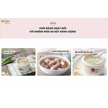 Nồi nấu cháo chậm 0.8L Bear SUBE001 – Chưng yến, kho, hầm, kèm lồng hấp, giá ưu đãi 606.000₫ 8 Nồi nấu cháo chậm 0.8L Bear SUBE001 – Chưng yến, kho, hầm, kèm lồng hấp, giá ưu đãi 606.000₫ 8