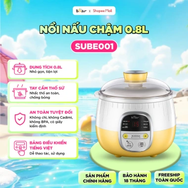 Nồi Nấu Cháo Chậm 0.8L BEAR SUBE001 - Đậm Dưỡng Chất, Chưng Yến, Giá 560.000 VND