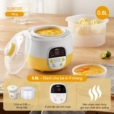 Nồi Nấu Cháo Chậm 0.8L BEAR SUBE001 - Đậm Dưỡng Chất, Chưng Yến, Giá 560.000 VND