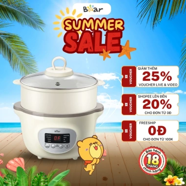 Nồi Nấu Cháo Chậm 1.6L Bear SUBE002 Đa Năng, Lồng Hấp, Chưng Yến, Cách Thuỷ, BH 18 Tháng - Giá 554.000 VND