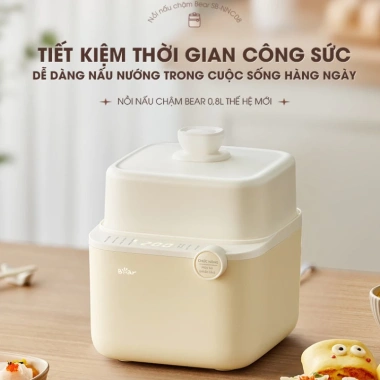 Nồi Nấu Cháo Chậm Bear 0.8L 7 Chức Năng và Chưng Yến Dưỡng Sinh, Giá 524.000₫