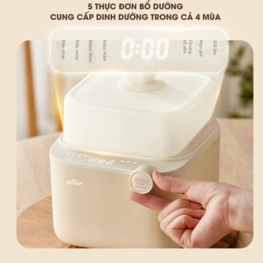 Nồi Nấu Cháo Chậm Bear 0.8L 7 Chức Năng và Chưng Yến Dưỡng Sinh, Giá 524.000₫