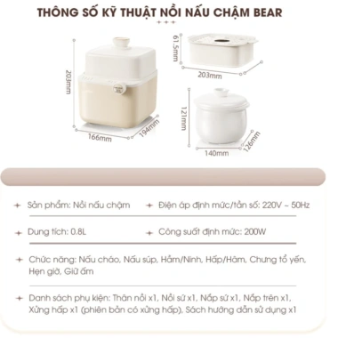 Nồi Nấu Cháo Chậm Bear 0.8L 7 Chức Năng và Chưng Yến Dưỡng Sinh, Giá 524.000₫ 9 Nồi Nấu Cháo Chậm Bear 0.8L 7 Chức Năng và Chưng Yến Dưỡng Sinh, Giá 524.000₫ 9