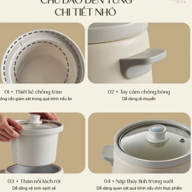 Nồi Nấu Cháo Chậm Bear 1.5L SB‑NNC15 – Đa năng hầm, hấp, chưng yến, cách thủy, giảm giá 750k 4