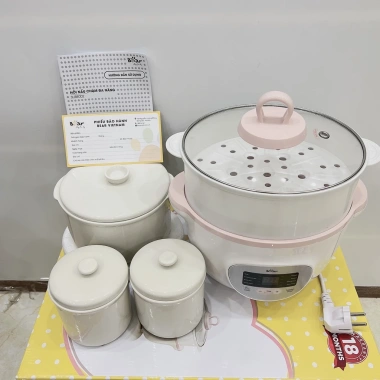Nồi Nấu Cháo Chậm Bear 1.6L SUBE002 cho Bé - Lồng Hấp, Ninh Hầm, Chưng Yến, Bảo Hành 18 Tháng - Giá ưu đãi 554.000đ