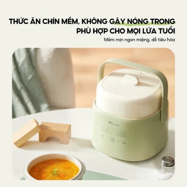Nồi Nấu Cháo Chậm Bear 1L DDZ-H10M7 200W - Chưng Yến, Hầm, Xửng Hấp, Hẹn Giờ, BH 18 Tháng - 581.000₫