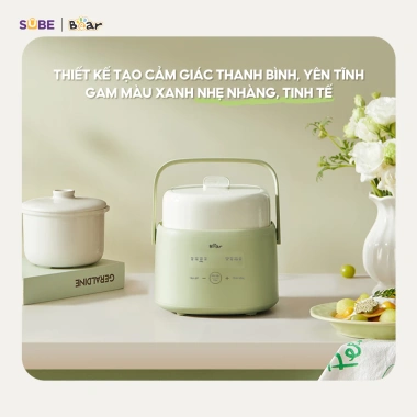 Nồi Nấu Cháo Chậm BEAR 1L Xửng Hấp 8 Chế Độ Nấu Hầm Giữ Dinh Dưỡng Bé Giá 680k 2