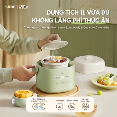 Nồi Nấu Cháo Chậm BEAR 1L Xửng Hấp 8 Chế Độ Nấu Hầm Giữ Dinh Dưỡng Bé Giá 680k 4