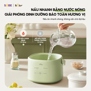 Nồi Nấu Cháo Chậm BEAR 1L Xửng Hấp 8 Chế Độ Nấu Hầm Giữ Dinh Dưỡng Bé Giá 680k 5