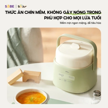 Nồi Nấu Cháo Chậm BEAR 1L Xửng Hấp 8 Chế Độ Nấu Hầm Giữ Dinh Dưỡng Bé Giá 680k 8