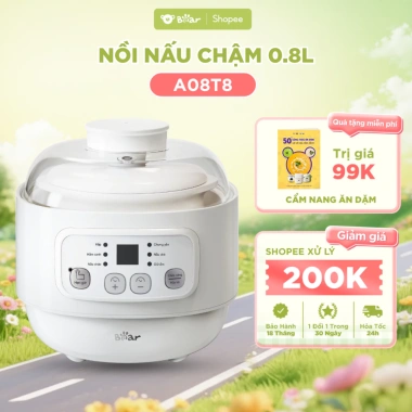 Nồi Nấu Cháo Chậm BEAR DDZ A08T8 0.8L Chưng Yến - Nấu Cháo Ăn Dặm, Hầm Thức Ăn cho Mẹ Bé, Giá 509.600₫