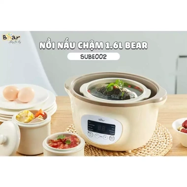 Nồi Nấu Cháo Chậm Bear Mini 1.6L 200W Đa Năng Hầm Hấp Chưng Yến, BH 18 Tháng - Giá 1.027.500, Giảm 1.022.000