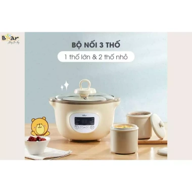 Nồi Nấu Cháo Chậm Bear Mini 1.6L 200W Đa Năng Hầm Hấp Chưng Yến, BH 18 Tháng - Giá 1.027.500, Giảm 1.022.000