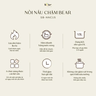 Nồi Nấu Cháo Chậm BEAR NNC15 1.5L – Nấu Cháo, Chè, Ngũ Cốc, Giá 647.000₫
