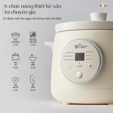 Nồi Nấu Cháo Chậm BEAR NNC15 1.5L – Nấu Cháo, Chè, Ngũ Cốc, Giá 647.000₫ 6 Nồi Nấu Cháo Chậm BEAR NNC15 1.5L – Nấu Cháo, Chè, Ngũ Cốc, Giá 647.000₫ 6