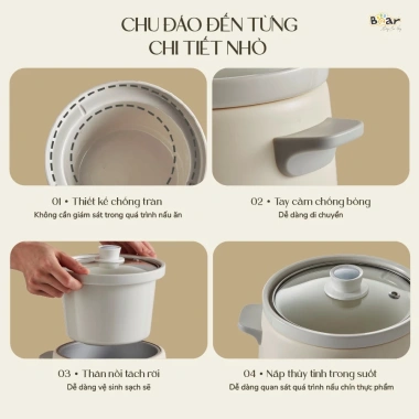 Nồi Nấu Cháo Chậm BEAR NNC15 1.5L – Nấu Cháo, Chè, Ngũ Cốc, Giá 647.000₫
