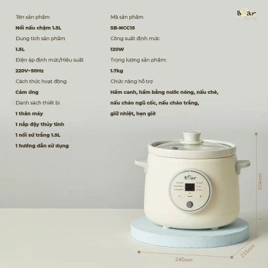 Nồi Nấu Cháo Chậm BEAR NNC15 1.5L – Nấu Cháo, Chè, Ngũ Cốc, Giá 647.000₫ 9 Nồi Nấu Cháo Chậm BEAR NNC15 1.5L – Nấu Cháo, Chè, Ngũ Cốc, Giá 647.000₫ 9