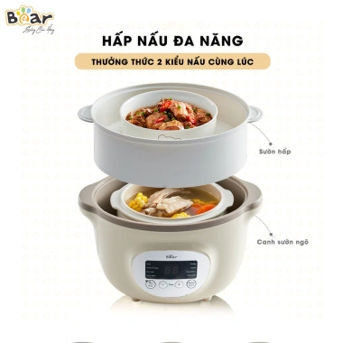 Nồi Nấu Cháo Chậm Bear SUBE002 1.6L - Nấu Cháo, Chưng Yến, Hấp, Hầm Cách Thủy Giá 990k