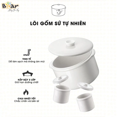 Nồi Nấu Cháo Chậm Bear SUBE002 1.6L - Nấu Cháo, Chưng Yến, Hấp, Hầm Cách Thủy Giá 990k