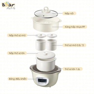Nồi Nấu Cháo Chậm Bear SUBE002 1.6L - Nấu Cháo, Chưng Yến, Hấp, Hầm Cách Thủy Giá 990k 9 Nồi Nấu Cháo Chậm Bear SUBE002 1.6L - Nấu Cháo, Chưng Yến, Hấp, Hầm Cách Thủy Giá 990k 9