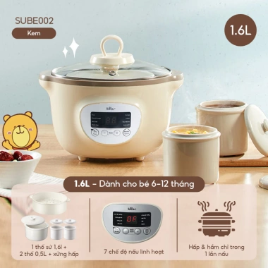 Nồi Nấu Cháo Chậm Bear SUBE002 1.6L - Nấu Cháo, Chưng Yến, Hấp, Hầm Cách Thủy Giá 990k 10 Nồi Nấu Cháo Chậm Bear SUBE002 1.6L - Nấu Cháo, Chưng Yến, Hấp, Hầm Cách Thủy Giá 990k 10
