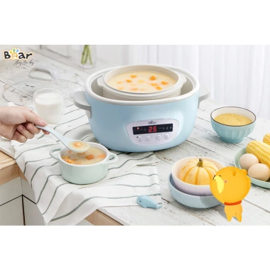 Nồi nấu cháo chậm Bear SUBE003 2.5L 380W - chưng yến, hầm, kèm lồng hấp, Chính Hãng, BH 18 tháng, giá ưu đãi 1.477.000₫