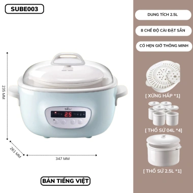 Nồi nấu cháo chậm Bear SUBE003 2.5L 380W - chưng yến, hầm, kèm lồng hấp, Chính Hãng, BH 18 tháng, giá ưu đãi 1.477.000₫ 10 Nồi nấu cháo chậm Bear SUBE003 2.5L 380W - chưng yến, hầm, kèm lồng hấp, Chính Hãng, BH 18 tháng, giá ưu đãi 1.477.000₫ 10