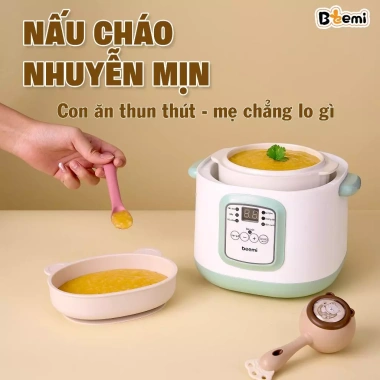 Nồi Nấu Cháo Chậm Beemi JSH 1L Cách Thủy An Toàn - Đa Chức Năng, Thố Sứ, Giá 369.000đ