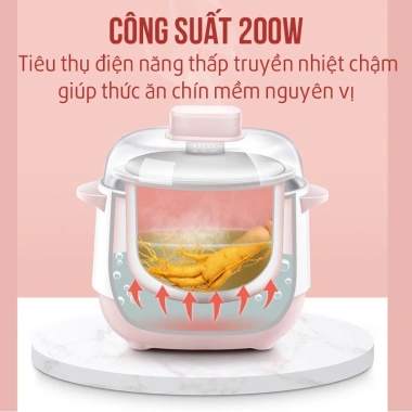 Nồi nấu cháo chậm đa năng 6 chế độ, chưng yến, lòng nồi sứ 1L, hẹn giờ - Giá 369.000đ 2