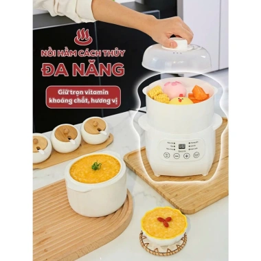 Nồi Nấu Cháo Chậm Đa Năng Beemi – Cách Thủy, Chưng Yến, Hầm Canh, Tiện Lợi cho Bé Ăn Dặm, 385.000 VND