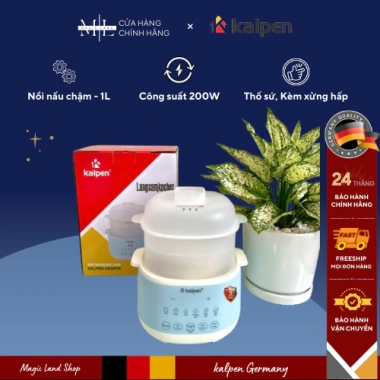 Nồi Nấu Cháo Chậm Kalpen SK2 1L Giữ Ấm, Chưng Yến, Nấu Chè + Xửng Hấp - Giá 670k