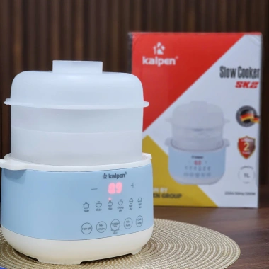 Nồi Nấu Cháo Chậm Kalpen SK2 1L Giữ Ấm, Chưng Yến, Nấu Chè + Xửng Hấp - Giá 670k