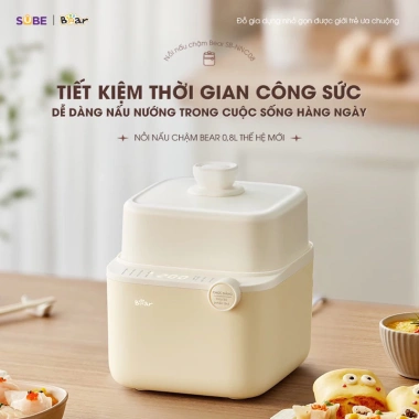 Nồi nấu cháo chậm mini 0.8L Bear SB-NNC08 200W Đa năng chưng yến, hầm, ninh kèm lồng hấp, BH 18 tháng - Giá chỉ 515.000₫ 8