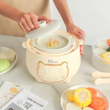 Nồi Nấu Cháo Chậm Misan 1L - Ninh Hầm, Chưng Yến, Bé Ăn Dặm, Bảo Hành 24 Tháng, Tặng Sổ Tay 8
