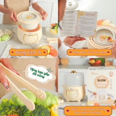 Nồi Nấu Cháo Chậm Misan 1L - Ninh Hầm, Chưng Yến, Bé Ăn Dặm, Bảo Hành 24 Tháng, Tặng Sổ Tay 9