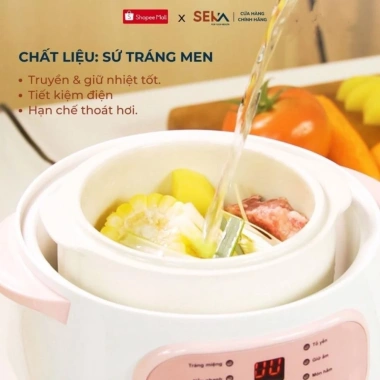 Nồi Nấu Cháo Chậm SEKA Cho Bé Ăn Dặm - Nồi Hấp Cách Thuỷ Cao Cấp, Giá 299k 7