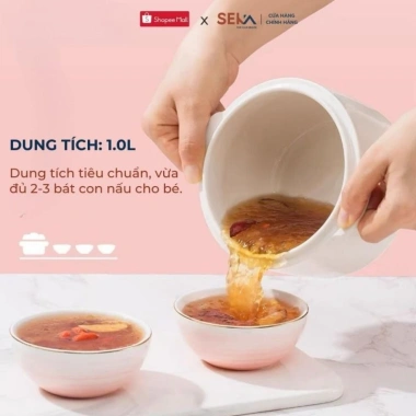 Nồi Nấu Cháo Chậm SEKA Cho Bé Ăn Dặm - Nồi Hấp Cách Thuỷ Cao Cấp, Giá 299k 8