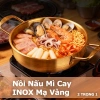 Nồi Nấu Mì Cay INOX Mạ Vàng 2 trong 1 Bát Ăn, Lẩu Mini, Đa Năng, Giá chỉ 79.900đ