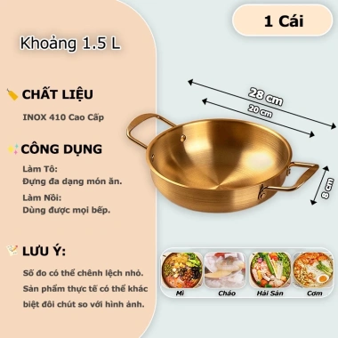 Nồi Nấu Mì Cay INOX Mạ Vàng 2 trong 1 Bát Ăn, Lẩu Mini, Đa Năng, Giá chỉ 79.900đ 10
