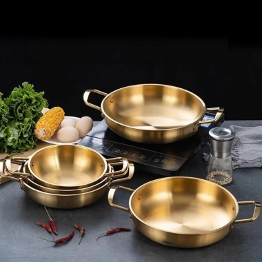 Nồi Nấu Mì Cay INOX mạ Vàng - Chảo chống dính, bếp gas, điện, từ - 48.000₫