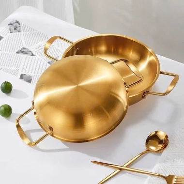 Nồi Nấu Mì Cay INOX mạ Vàng - Chảo chống dính, bếp gas, điện, từ - 48.000₫