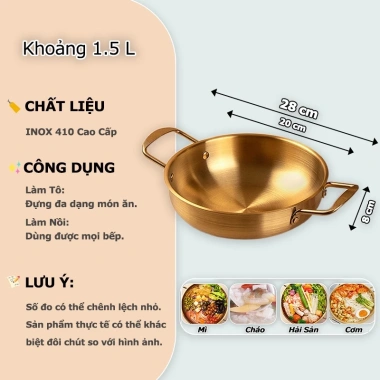Nồi Nấu Mì Cay INOX mạ vàng, chảo đáy sâu chống dính, dùng cho lẩu xào nướng, bếp gas - giá chỉ 83.895₫